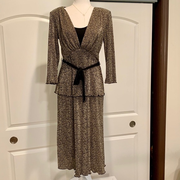 CONNECTED APPAREL BROWN BELTED MIDI DRESS - Picture 1 of 13